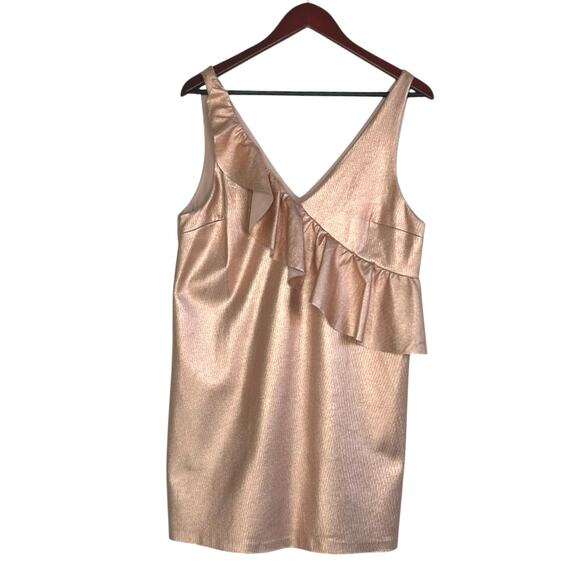 Zara Ruffle Tank Mini Dress in Rose Gold - Picture 3 of 7